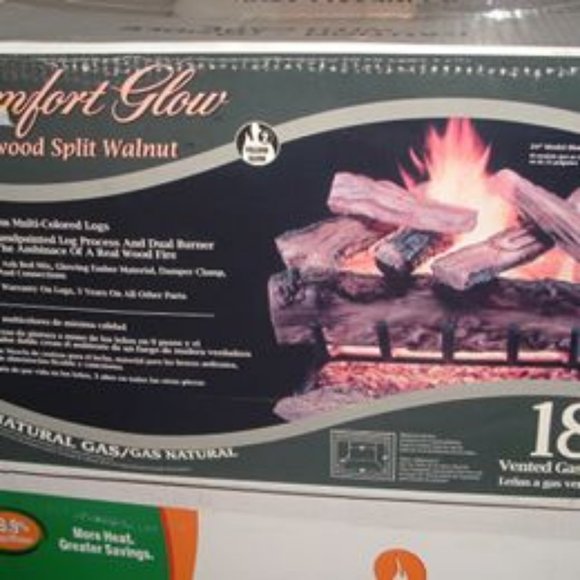 Comforter Glow 18" Natural/LP Gas Brentwood Split Walnut 9 handpainted logs New - Picture 4 of 7